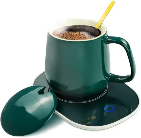 Portable Coffee Ceramic Mug Set With Warming Coaster - Image 4