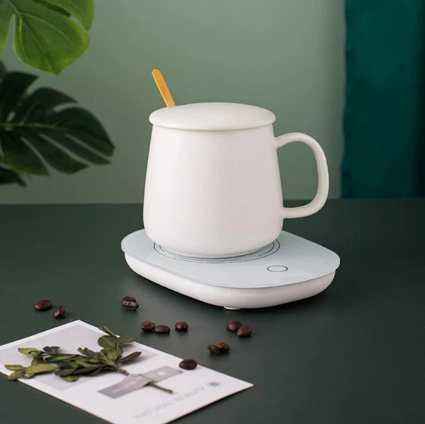 Portable Coffee Ceramic Mug Set With Warming Coaster - Image 9