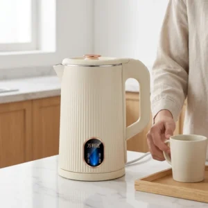 Modern Double-Wall Electric Kettle 1.7L – Premium Cream Finish