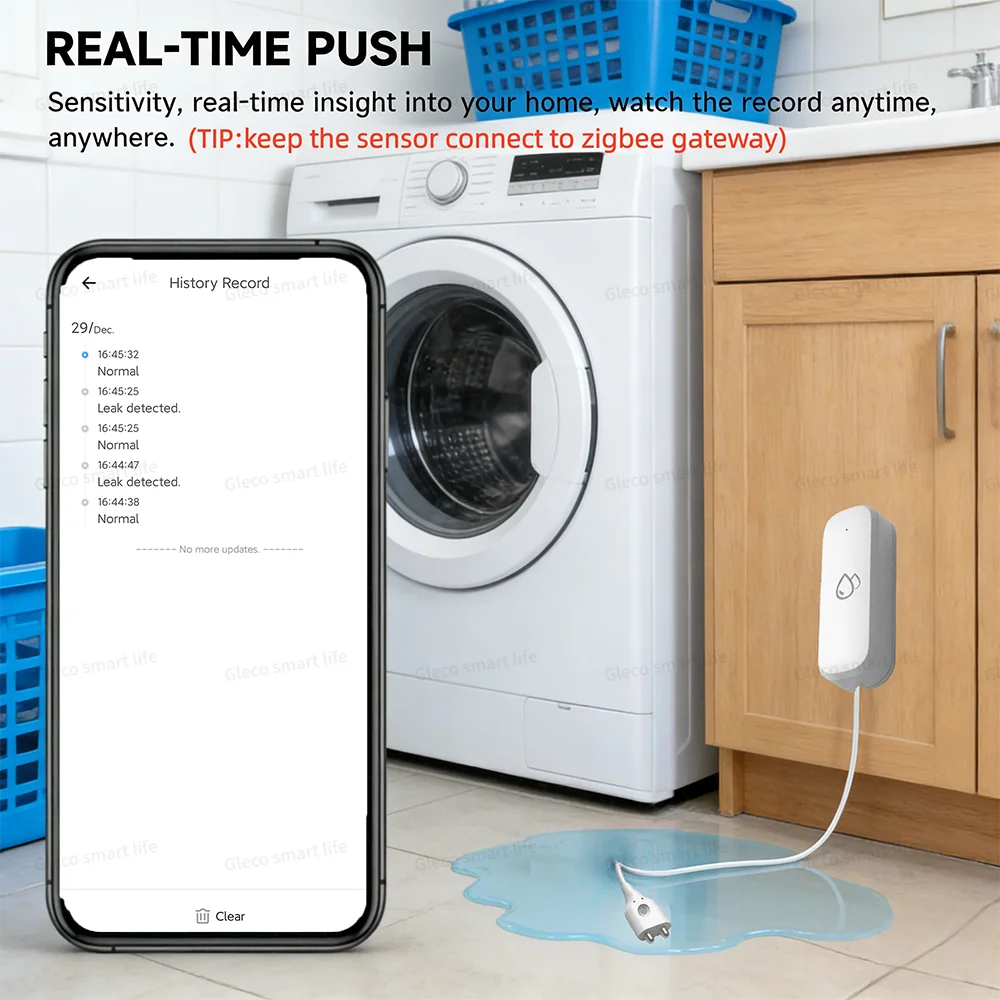 Tuya Zigbee Water Leak Sensor Flood Leakage Detector Smart Life - Image 6